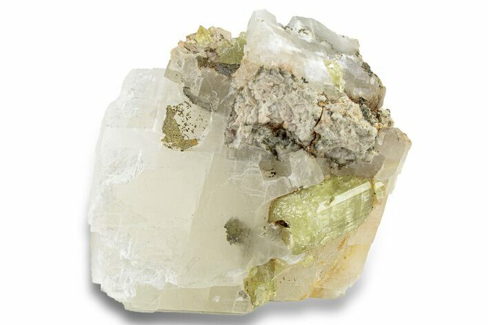 Yellow Apatite Crystals In Calcite - Morocco #251147